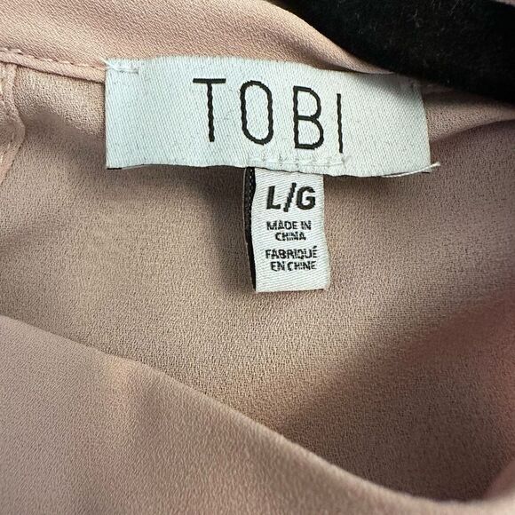 Tobi Keyhole Front Split Back Long Sleeve Cropped Blouse Top Pink Large - Picture 3 of 4